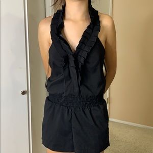 black romper with ruffle top